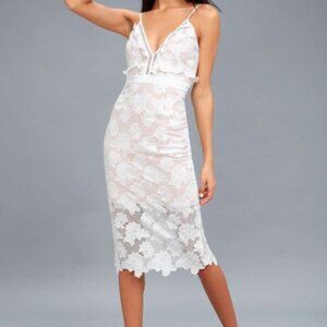 Bardot Vienna White Lace Midi Dress Size 10/L EUC
